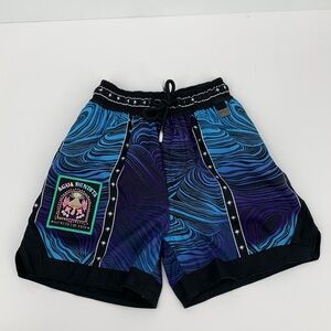 Agua Bendita Luke Eter swim shorts trunks blue purple swirl patch boys new 4